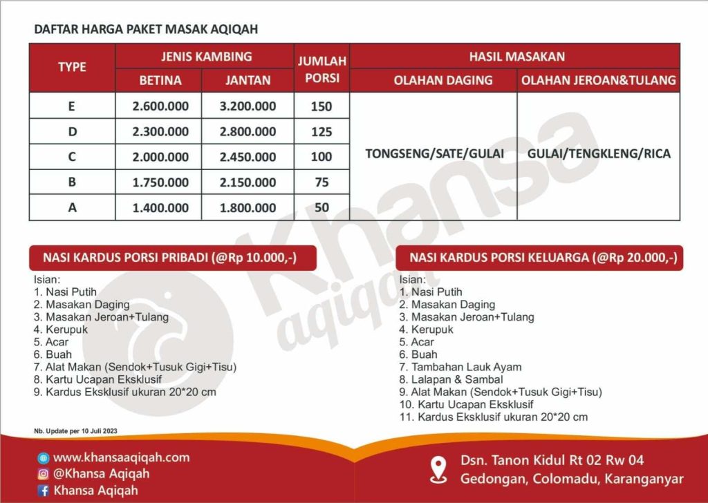 harga akikah khansa aqiqah